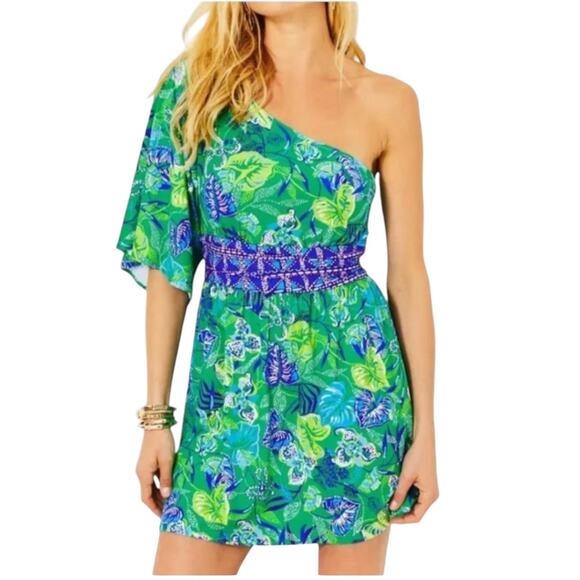 Lilly Pulitzer Niki One Shoulder Romper - Size 2 (MSRP $168) - Picture 2 of 10